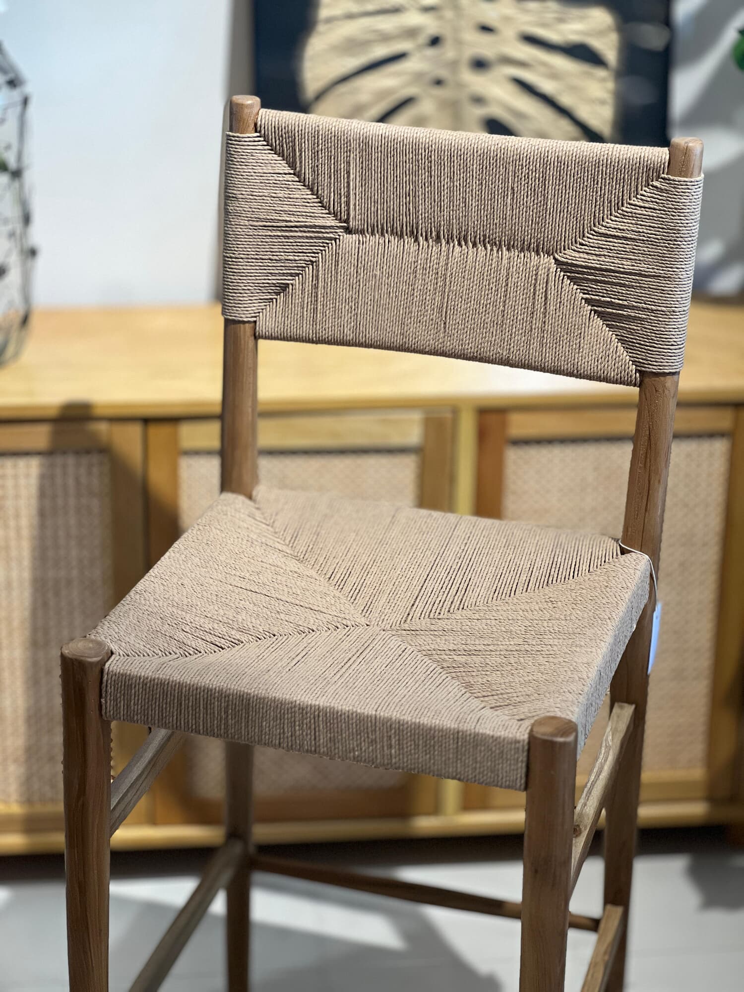 Silla de bar teca y kraft