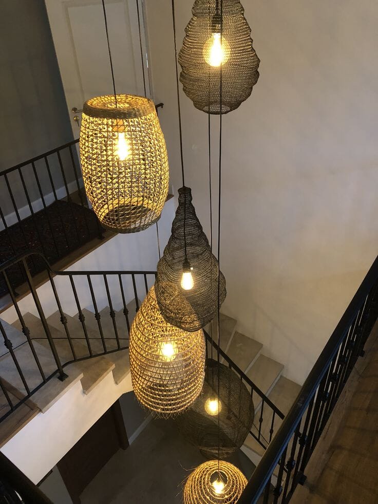 Lampara colgante alambre cobre