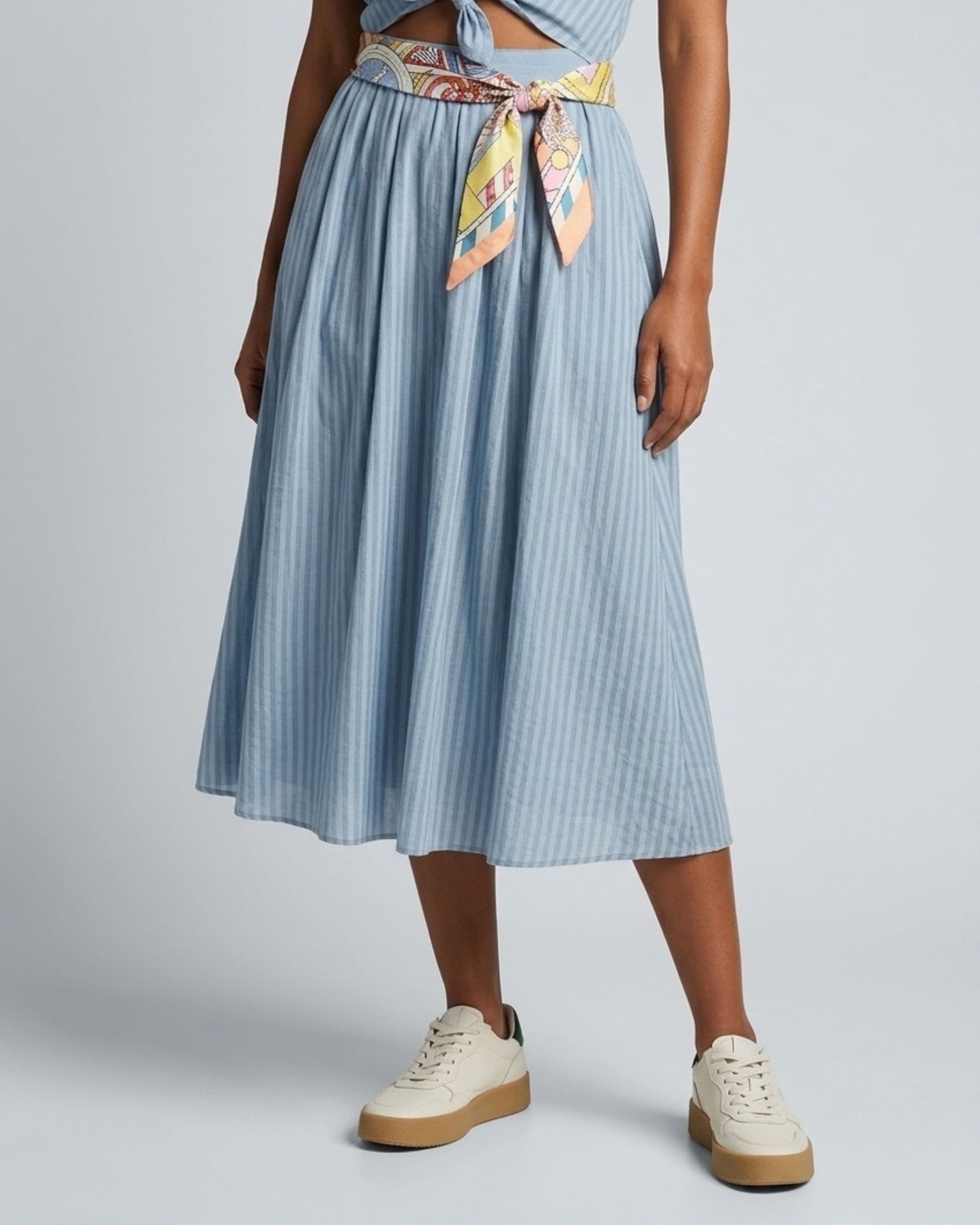 Falda Rayada Lazo Estampado
