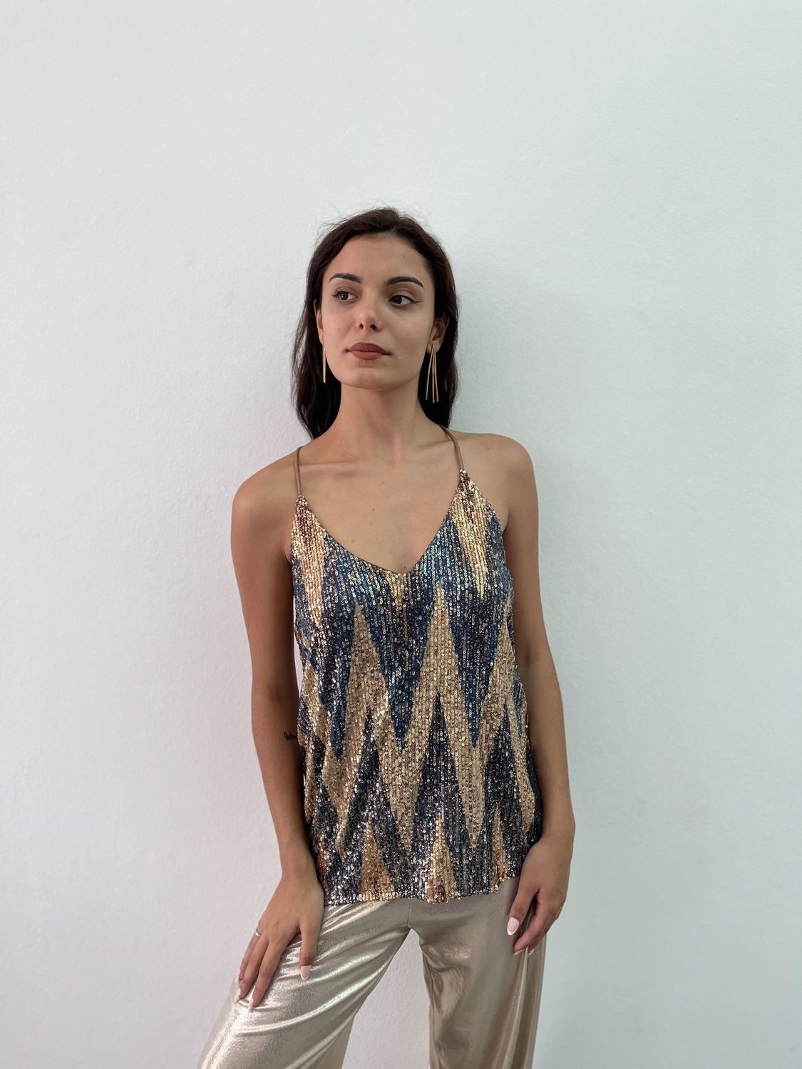 Musculosa Paillette Zigzag