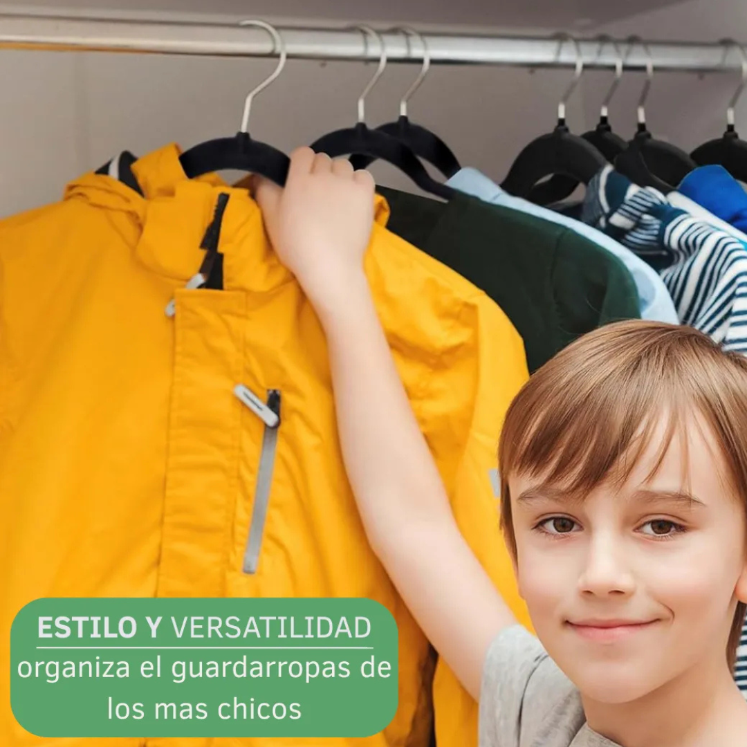 Pack x 10 Perchas Terciopelo Infantil
