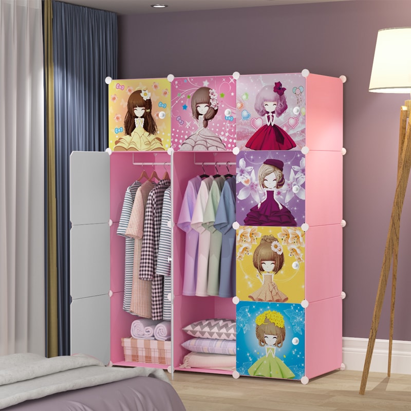 Armario Infantil 12 Puertas Rosa