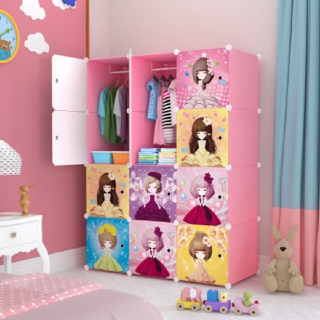 Armario Infantil 12 Puertas Rosa