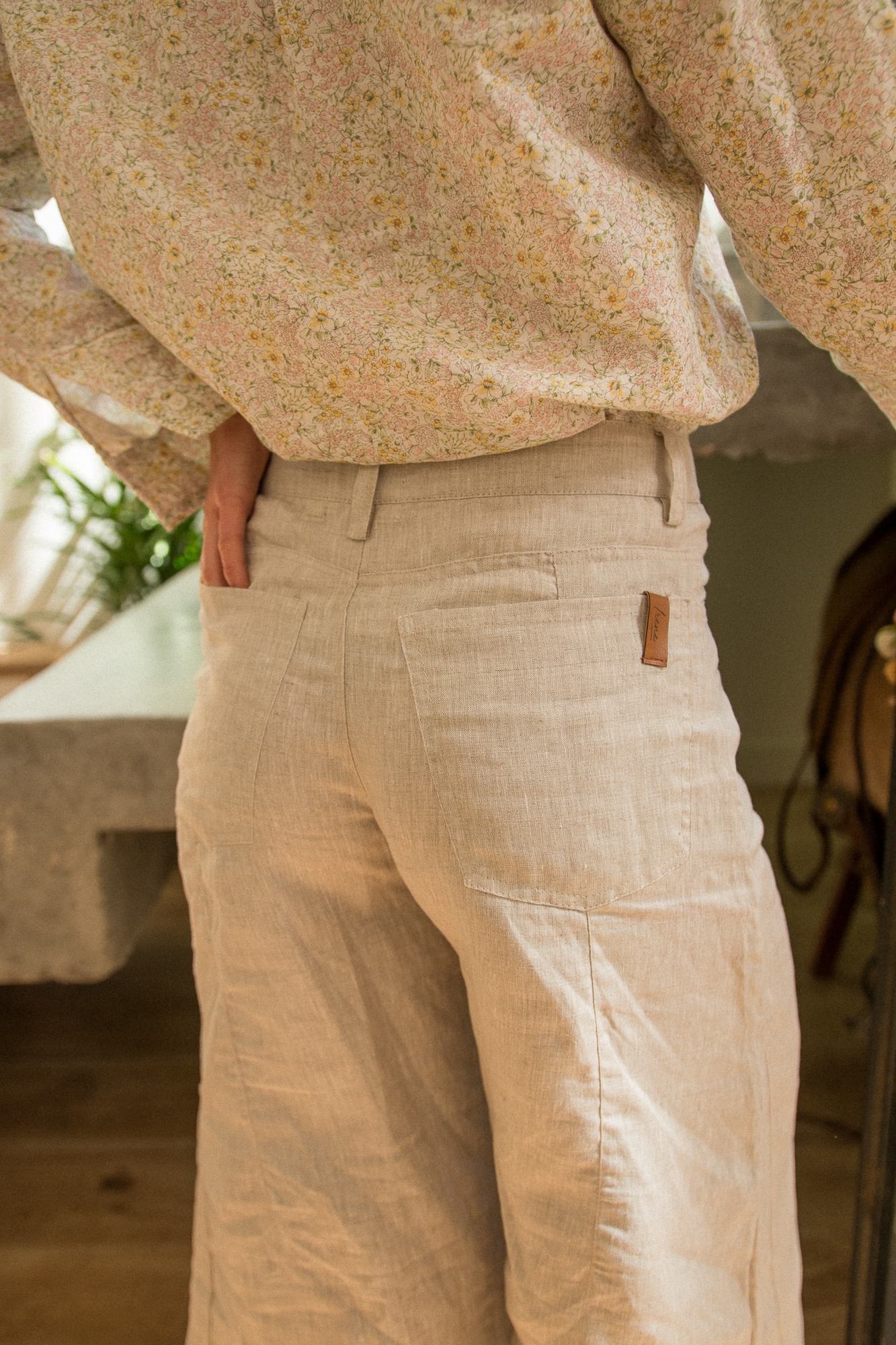 PANTALON WIDE TIRO MEDIO LINO