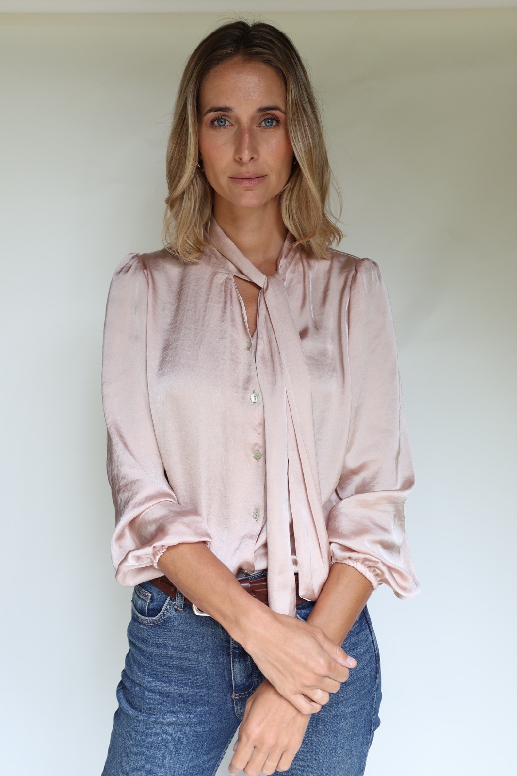 CAMISA HORTENSE SEDA ROSA