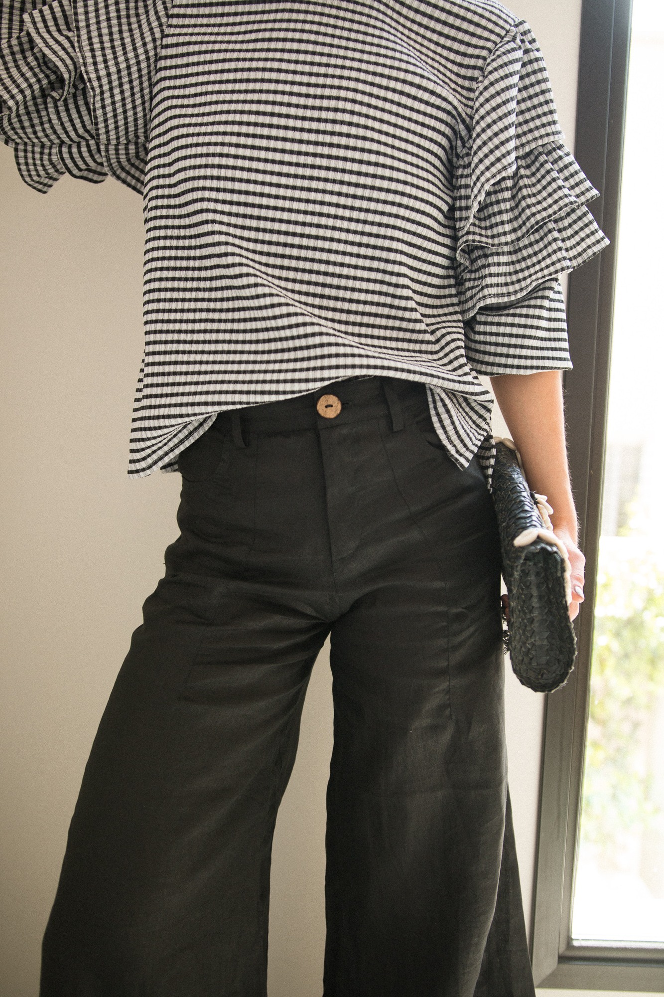 PANTALON WIDE TIRO MEDIO LINO