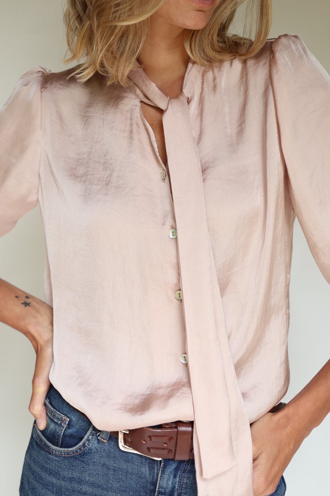 CAMISA HORTENSE SEDA ROSA