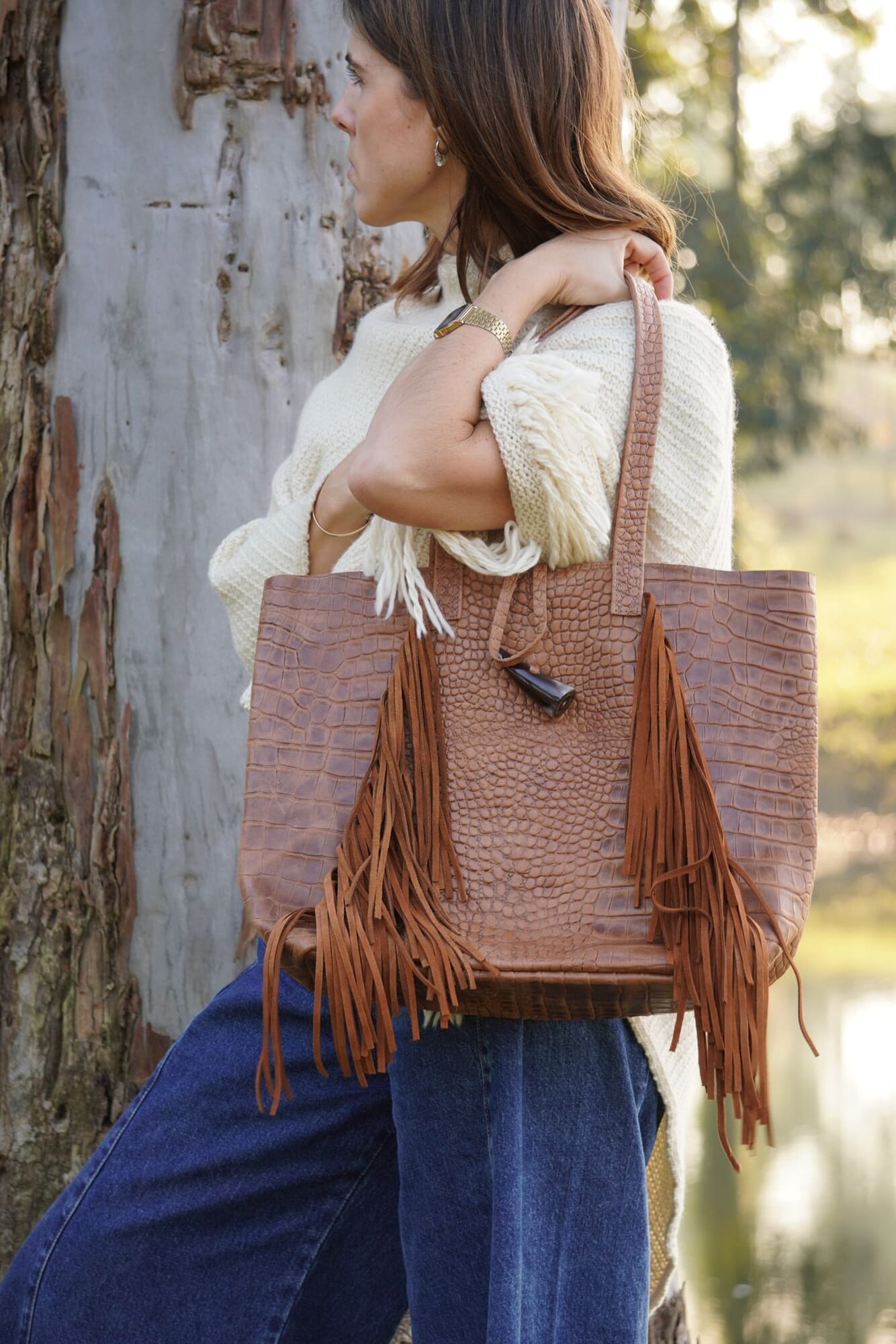 BOLSO TEXAS CROCO MARRÓN