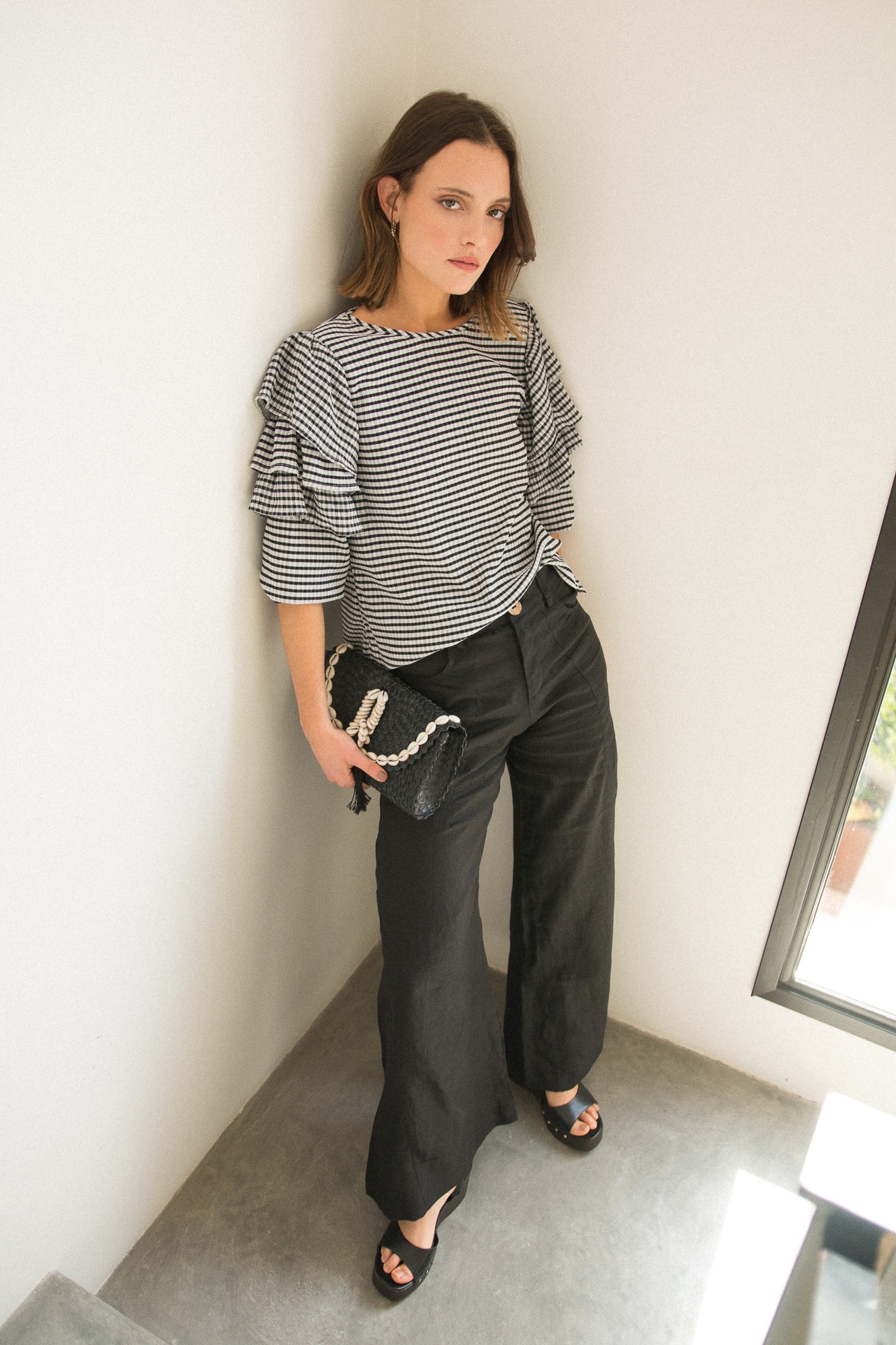 PANTALON WIDE TIRO MEDIO LINO