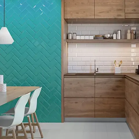FERIA/CERAMICA BISEL TURQUESA BRILLO 10x20