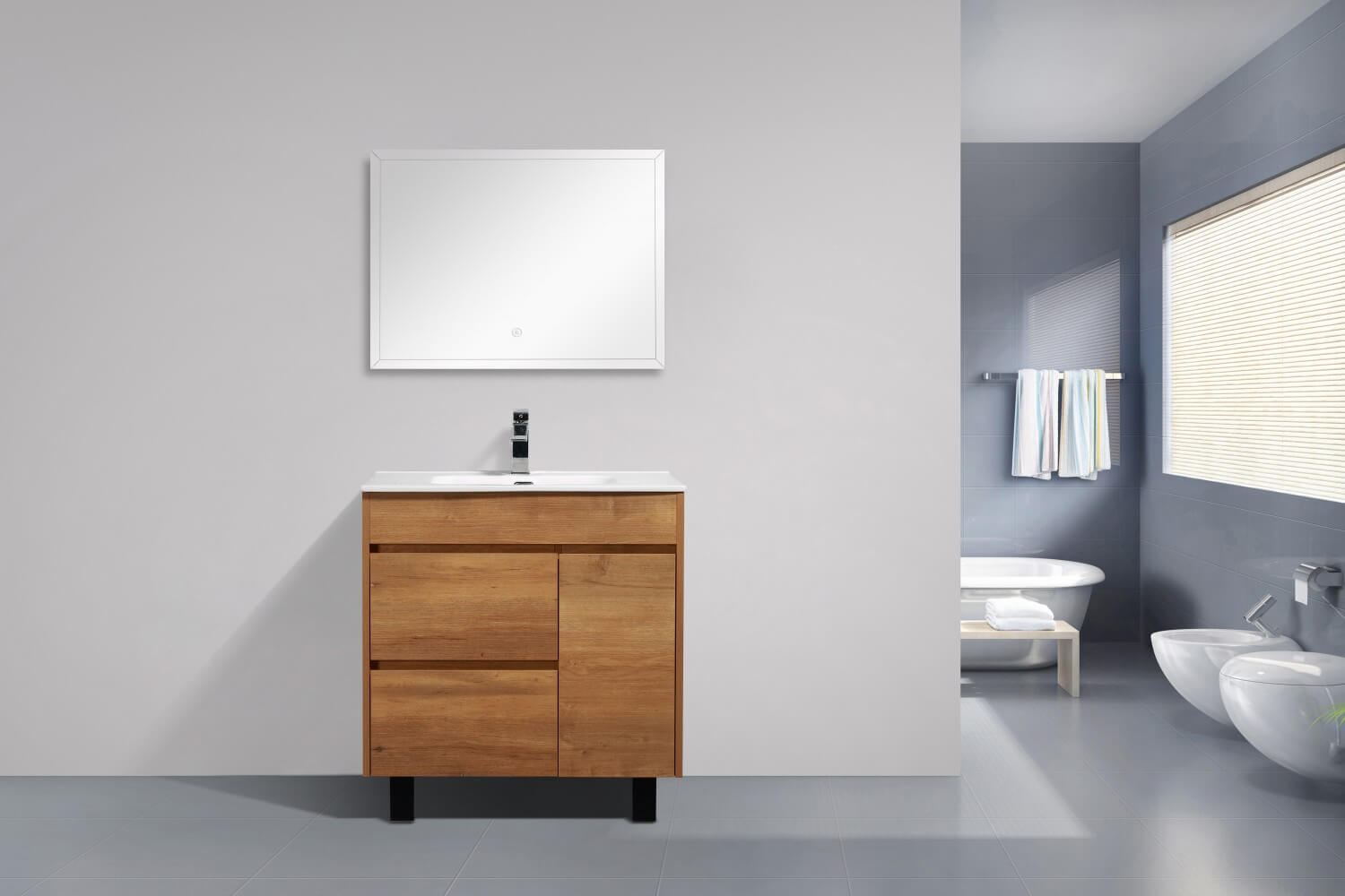 KLIPEN GROVE 800 NEW OAK MUEBLE PIE 80X46X72 C/BACHA Y VALV