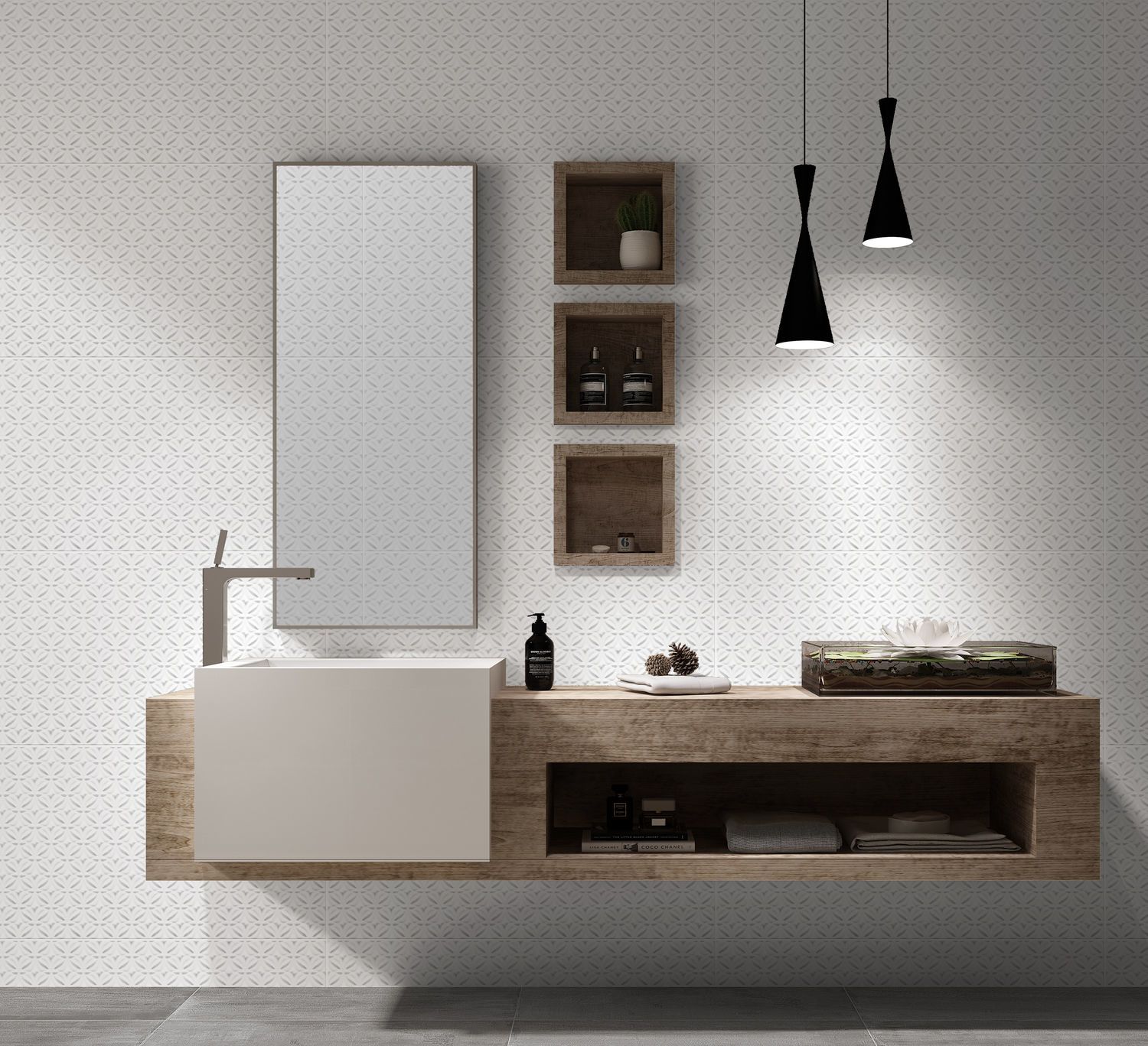 KLIPEN ICE DECO FLOWER WHITE 30X60 BRILLO RECT