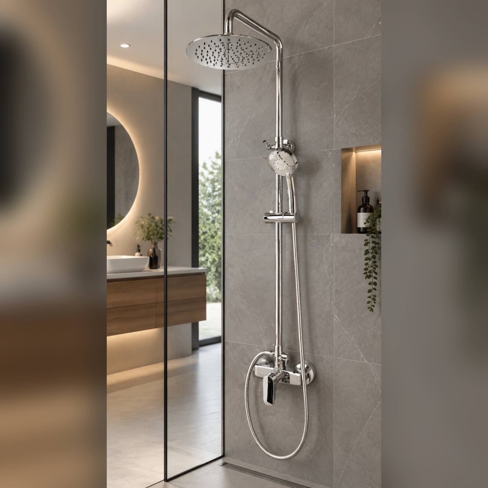 KLIPEN URBAN II COLUMNA DUCHA MONOC CROMO - ROC. ACERO