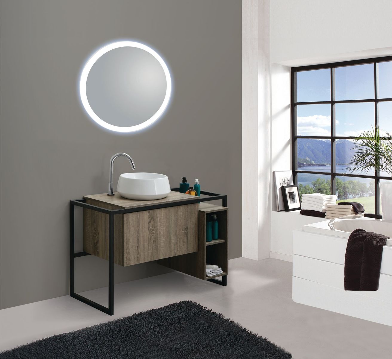 KLIPEN EC-1715 DARK OAK MUEBLE A PISO 90cm C/BACHA APOYO SIN VALV