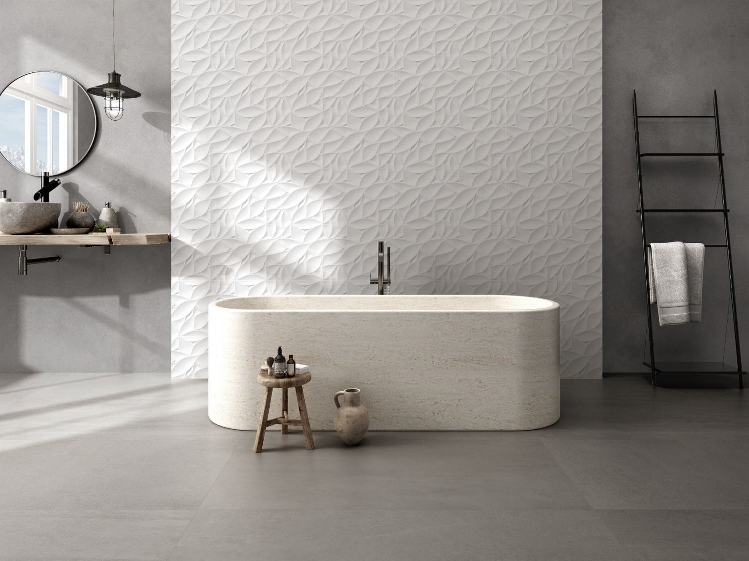 KLIPEN ICE DECO LEAF WHITE 30X60 MATE RECT