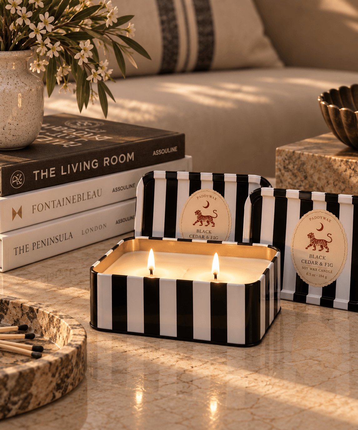 Vela lata rayada – Black Cedar & Fig
