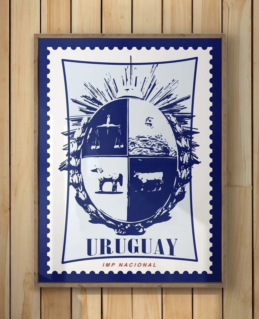 Cuadro Estampilla Escudo Azul