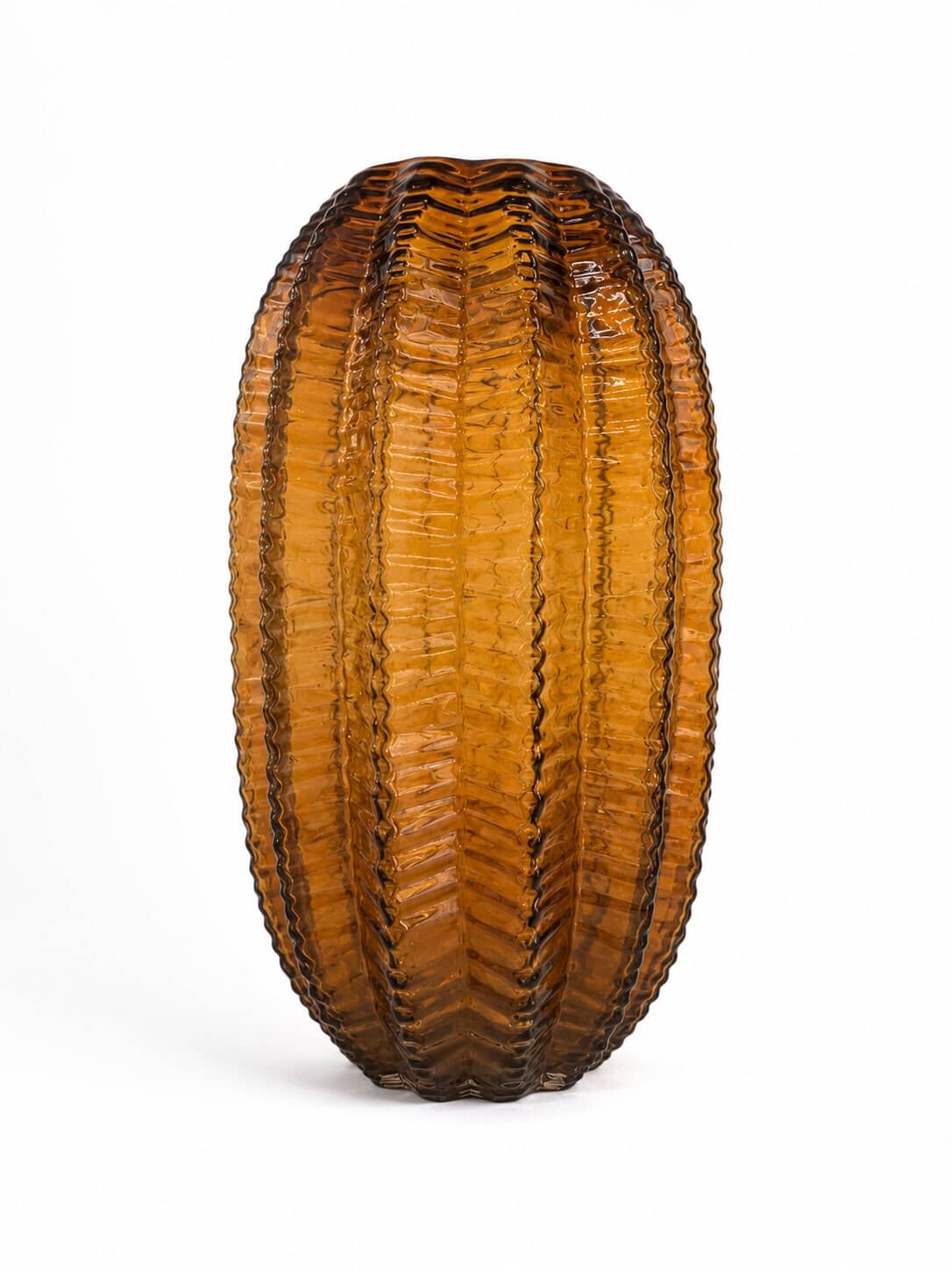Florero Brown Ribbed alto