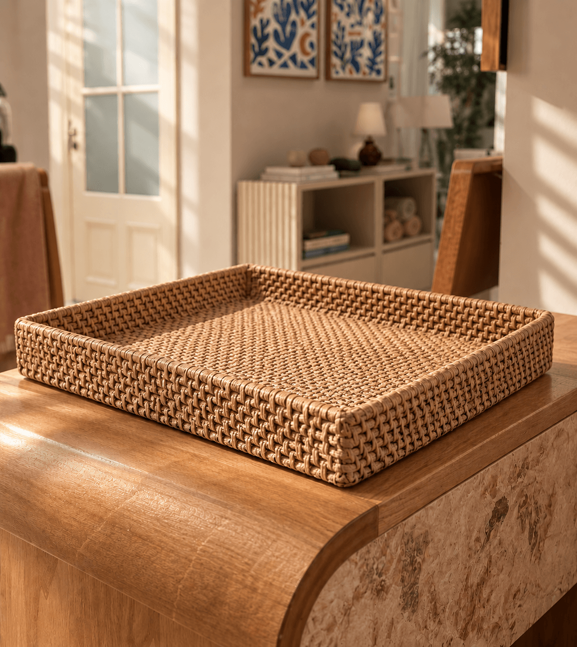 Bandeja Decorativa Simil Rattan