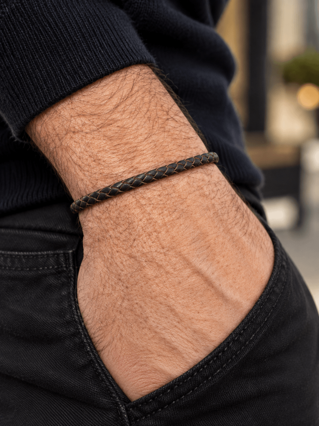Pulsera de cuero marrón clarito