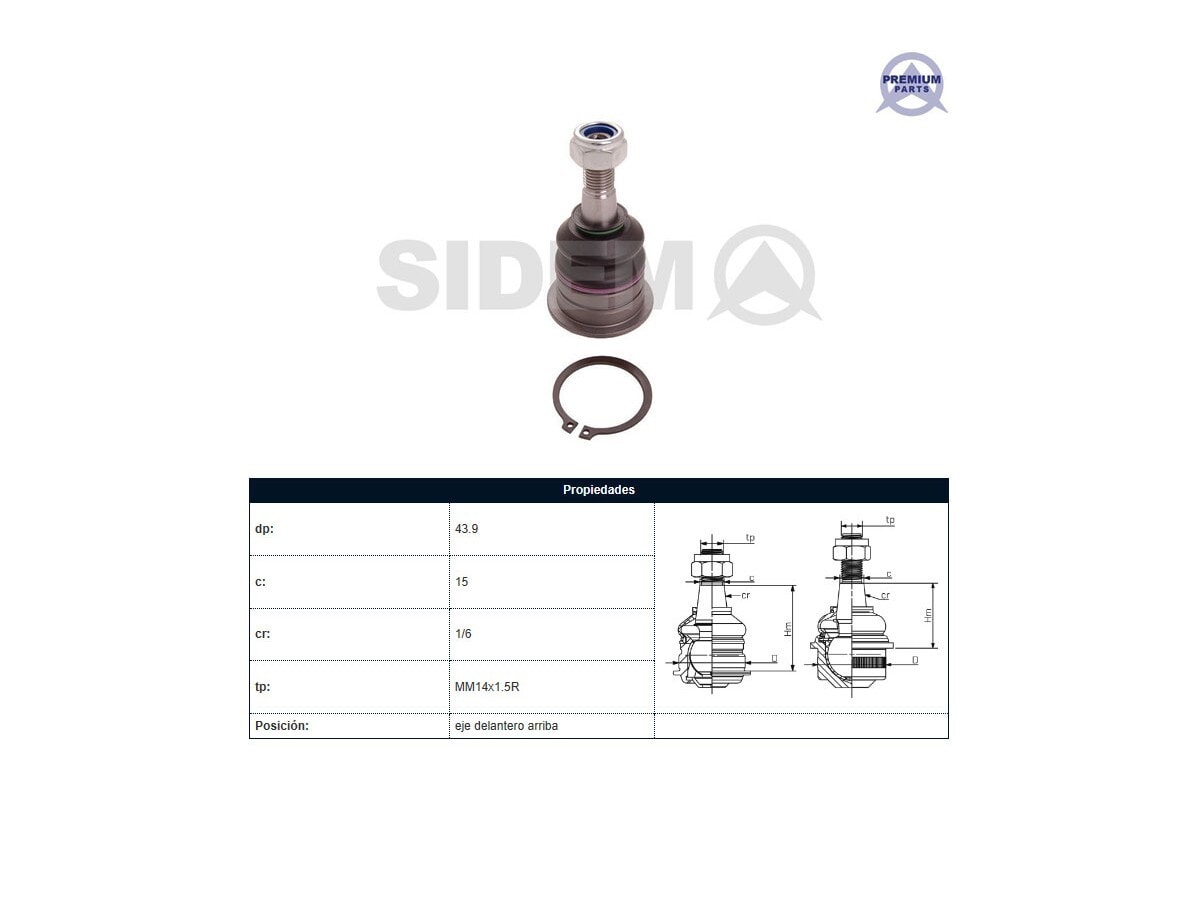 Rotula Delantera Superior Toyota Hilux  2.4/2.5/2.7/2.8/3.0 04-25 Der/Izq