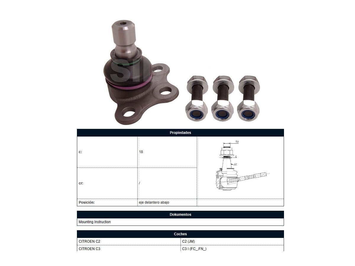 Rotula Citroen C3/C3 Aircross Peugeot 207/208 Izq/Der 02-25