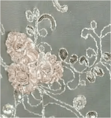 Tul Bordado Flor Beige