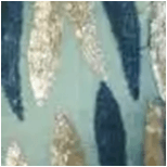 Seda Verde Degrade y Bordado Hojas Azul y Dorado