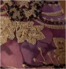 Batik Uva y Bordado Flores Dorado