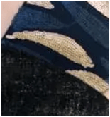 Terciopelo Velvet Negro y Bordado Hojas Azul y Dorado