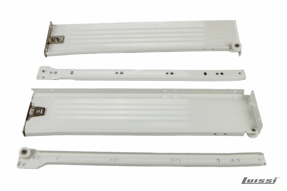 Lateral Metálico para Cajón 86 x 400 mm Blanco con Guias Luissi