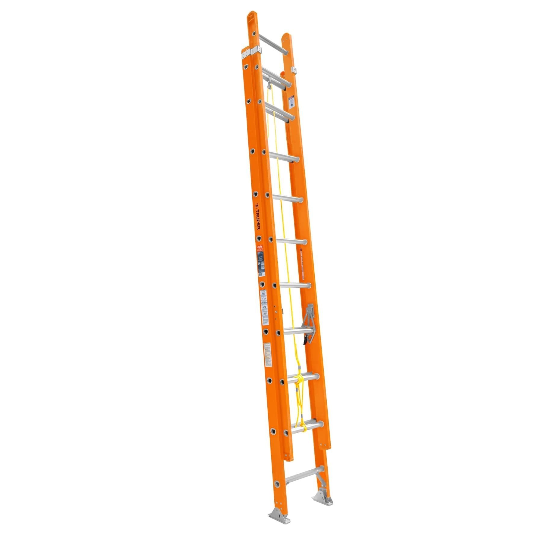 Escalera Extensible 20 Peldaños, Fibra de Vidrio. Truper