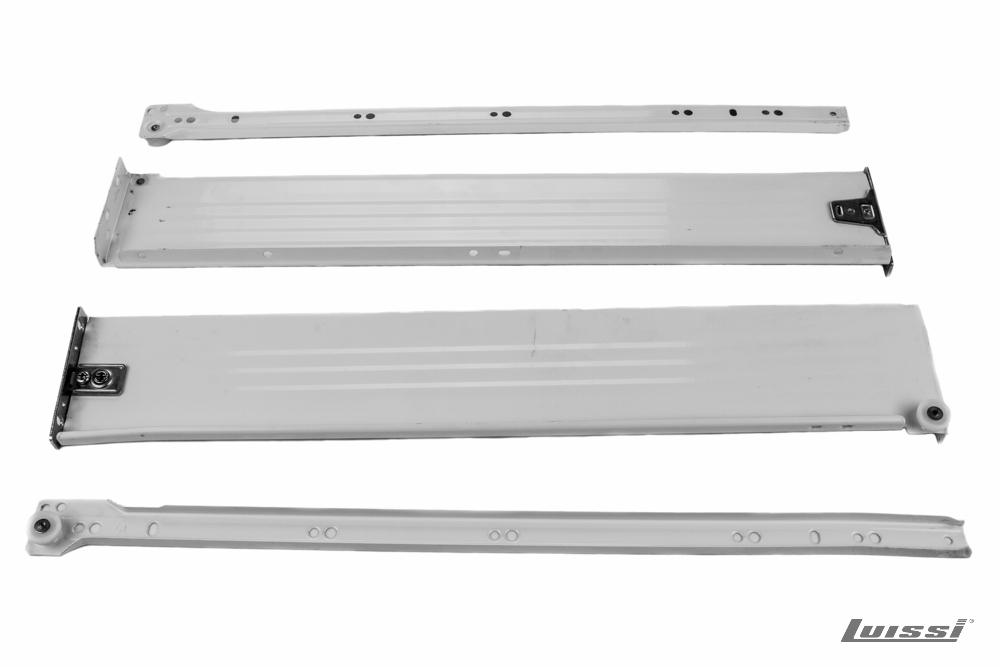 Lateral Metálico para Cajón 86 x 500 mm Blanco con Guias Luissi