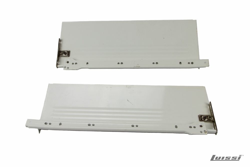 Lateral Metálico para Cajón 150 x 400 mm Blanco con Guias Luissi