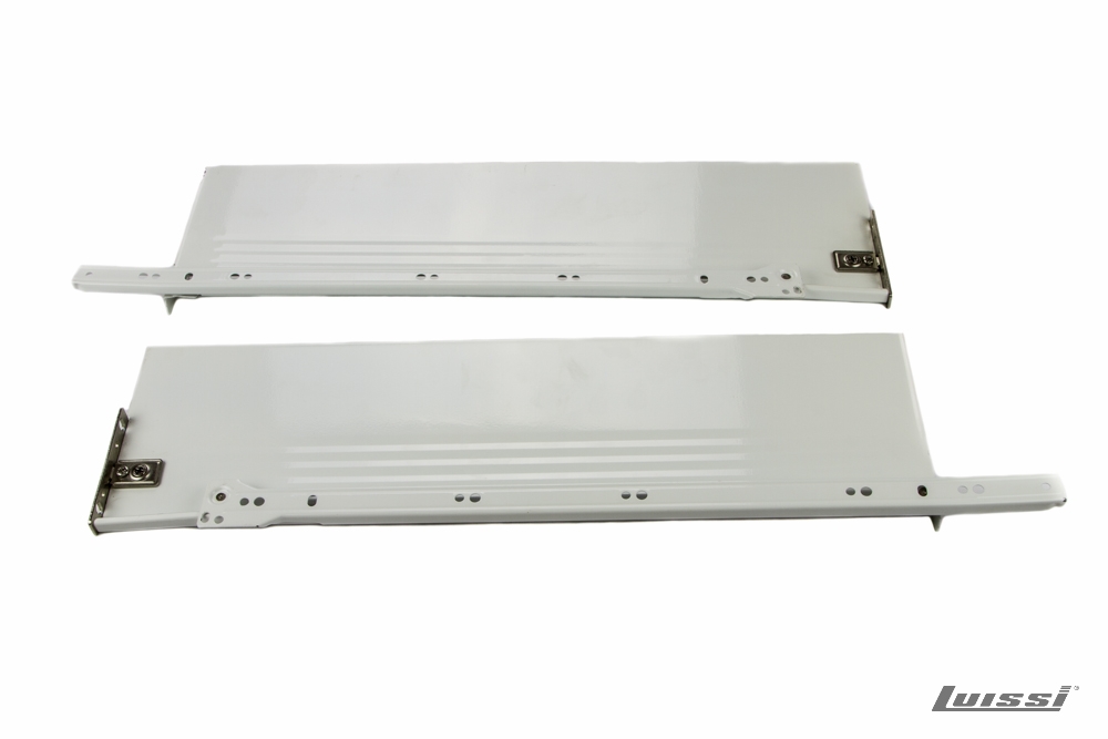 Lateral Metálico para Cajón 150 x 500 mm Blanco con Guias Luissi