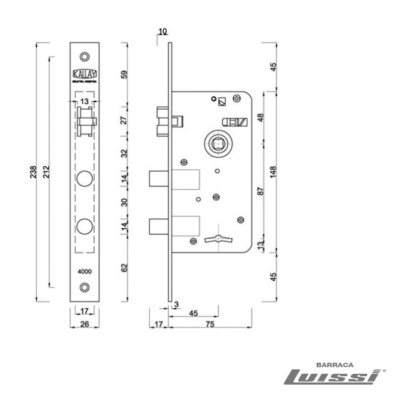 Cerradura Ext Acero Inox Kallay 4000