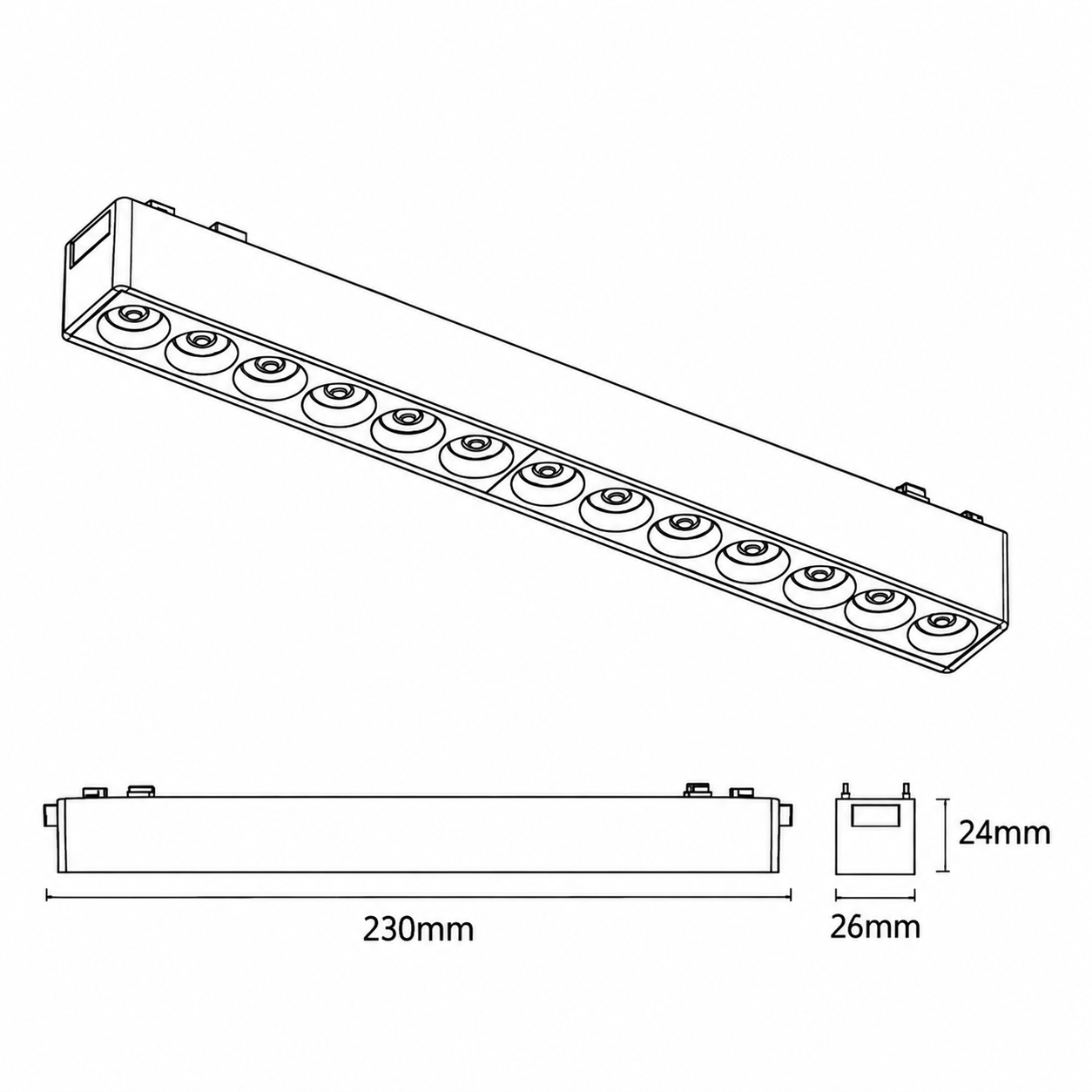 LINEAR GRILL LIGHT - Compatible con riel CX