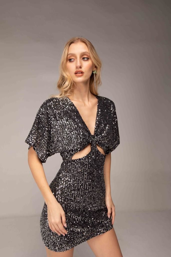 VESTIDO MALTA - NEGRO CON PLATA