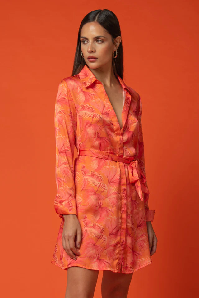 VESTIDO AMANDE palm naranja