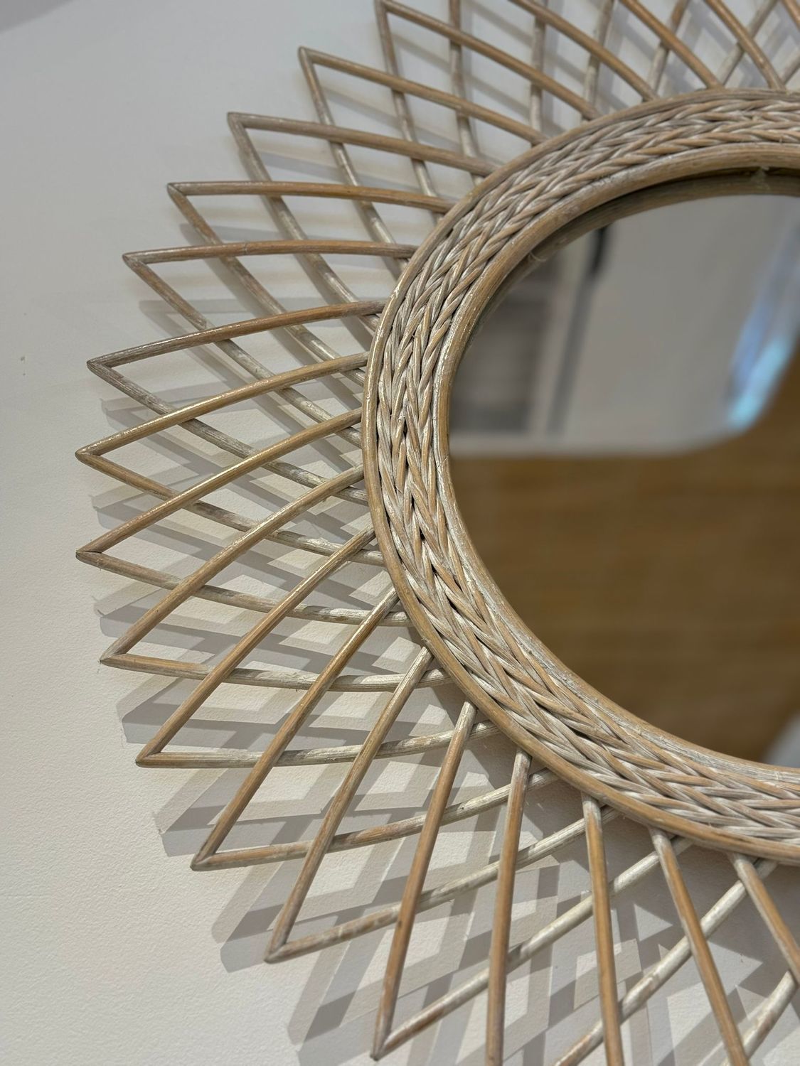 ESPEJO SUN LEAF RATTAN D60 WHITE WASH