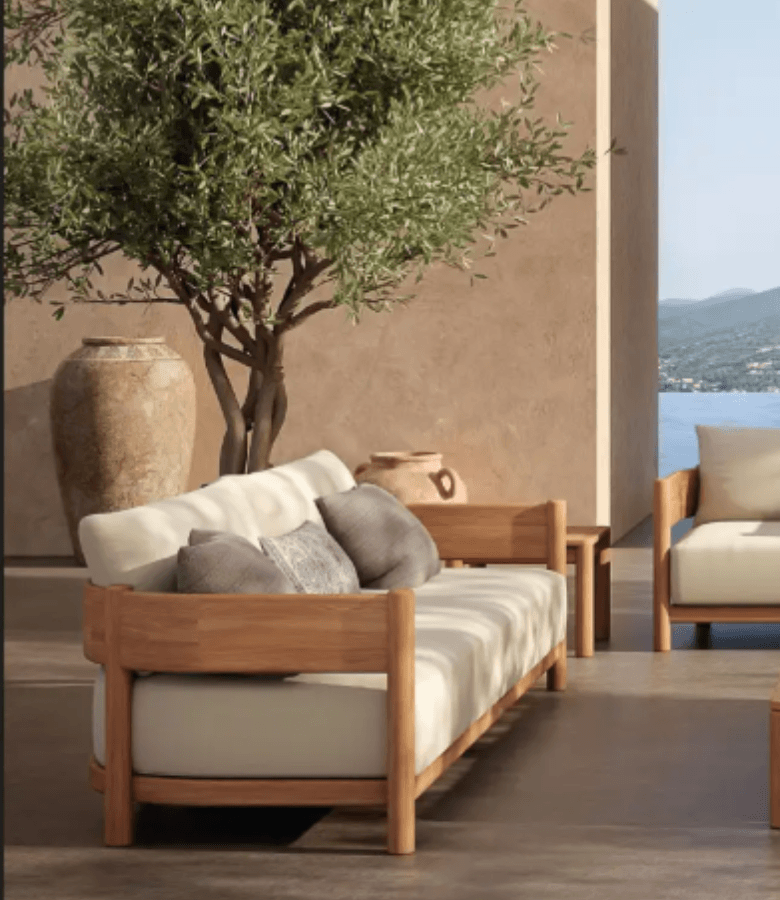 SOFA LARA OUTDOOR TEKA CON ALMOHADONES 180
