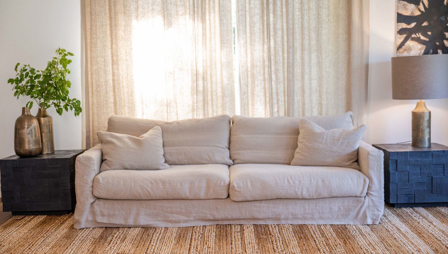 SOFA BISCARROSSE LINO FRANCES 206CM BEIGE