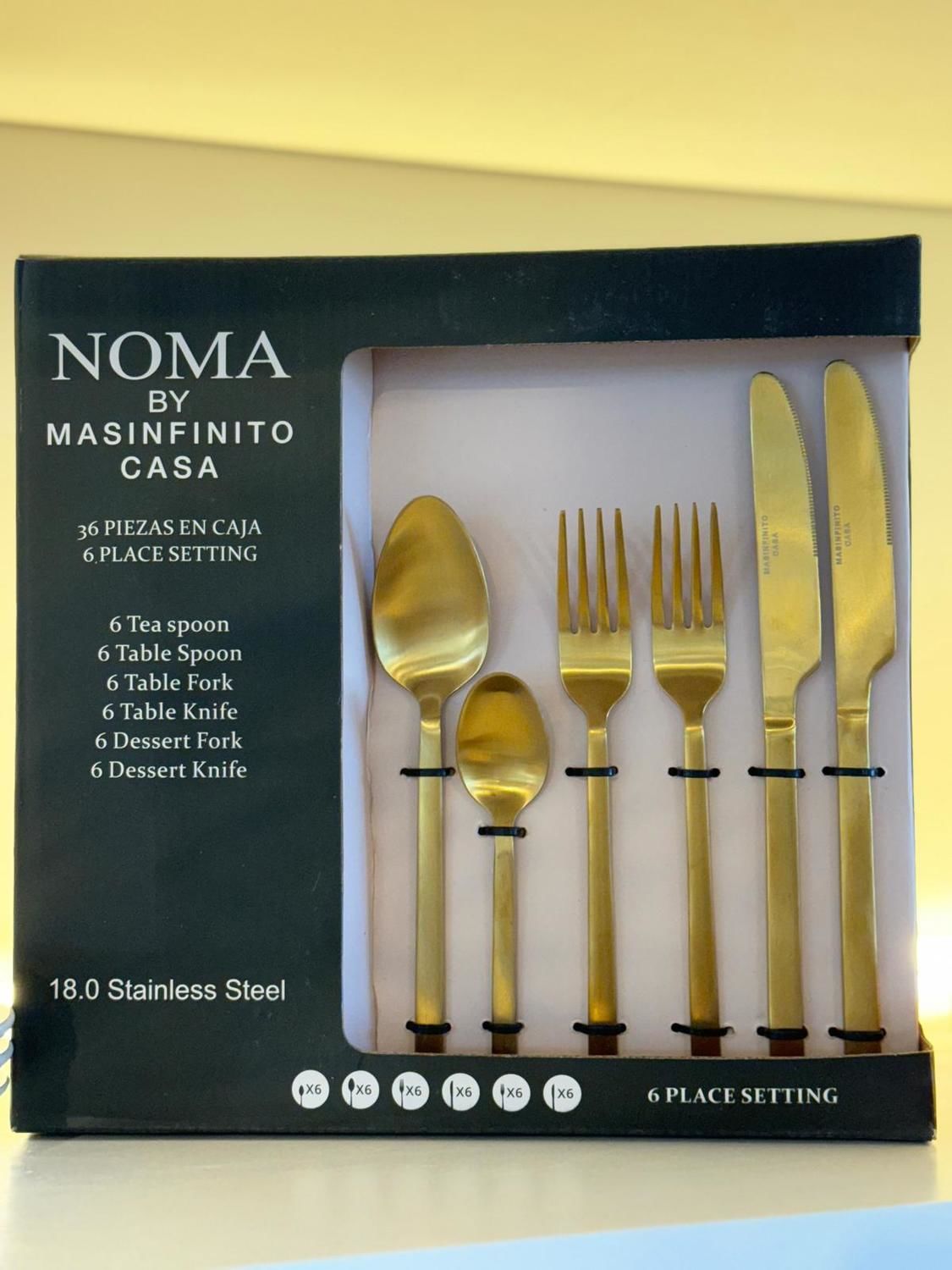 JUEGO DE CUBIERTOS NOMA 36 PIEZAS GOLD 