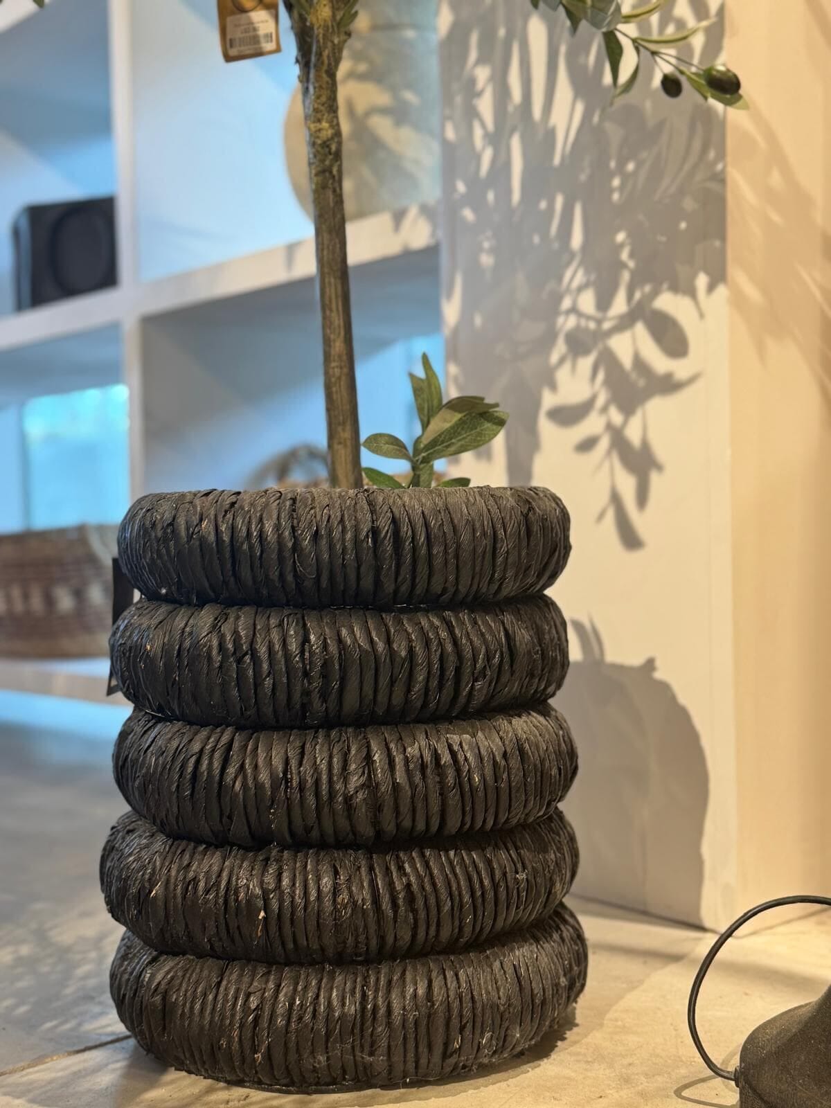 CANASTO CRAFTS TRENZADO ESPIRAL NEGRO
