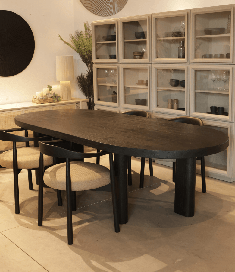 MESA COMEDOR OSIM OVAL TEKA NEGRA