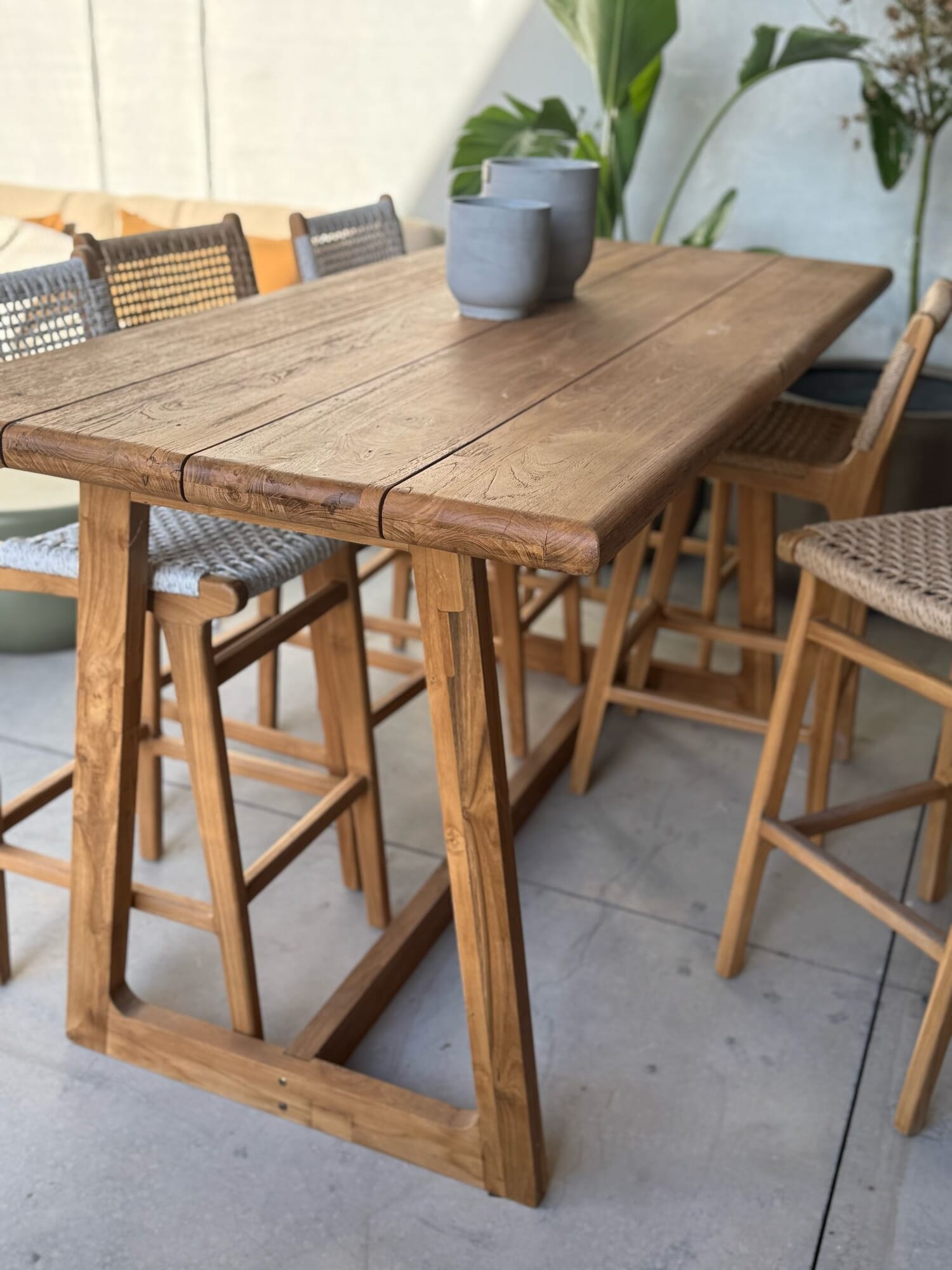 MESA BAR ALTA KUBO TEKA NATURAL 180X85XH95