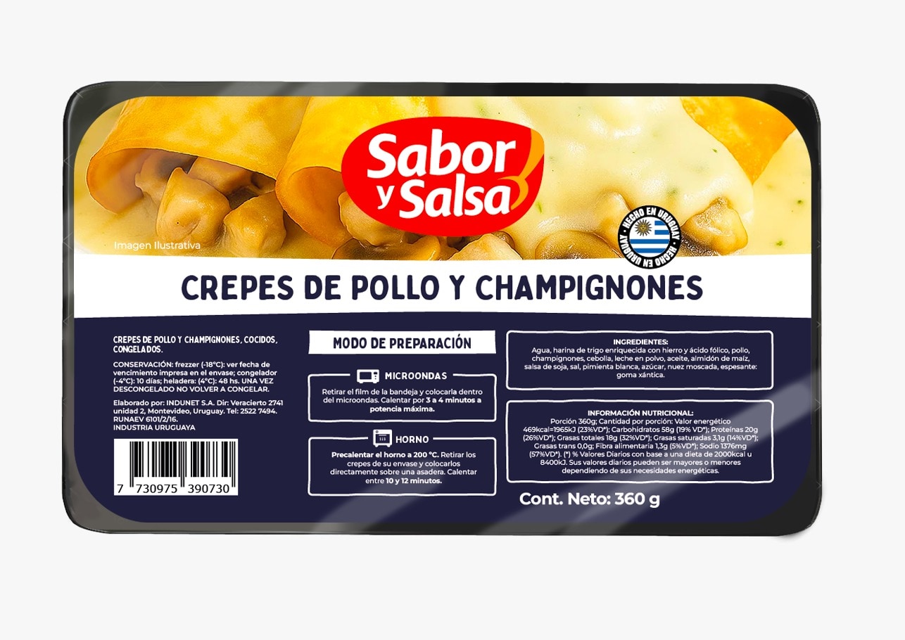CREPES DE POLLO Y CHAMPI 360GR SABOR Y SALSA