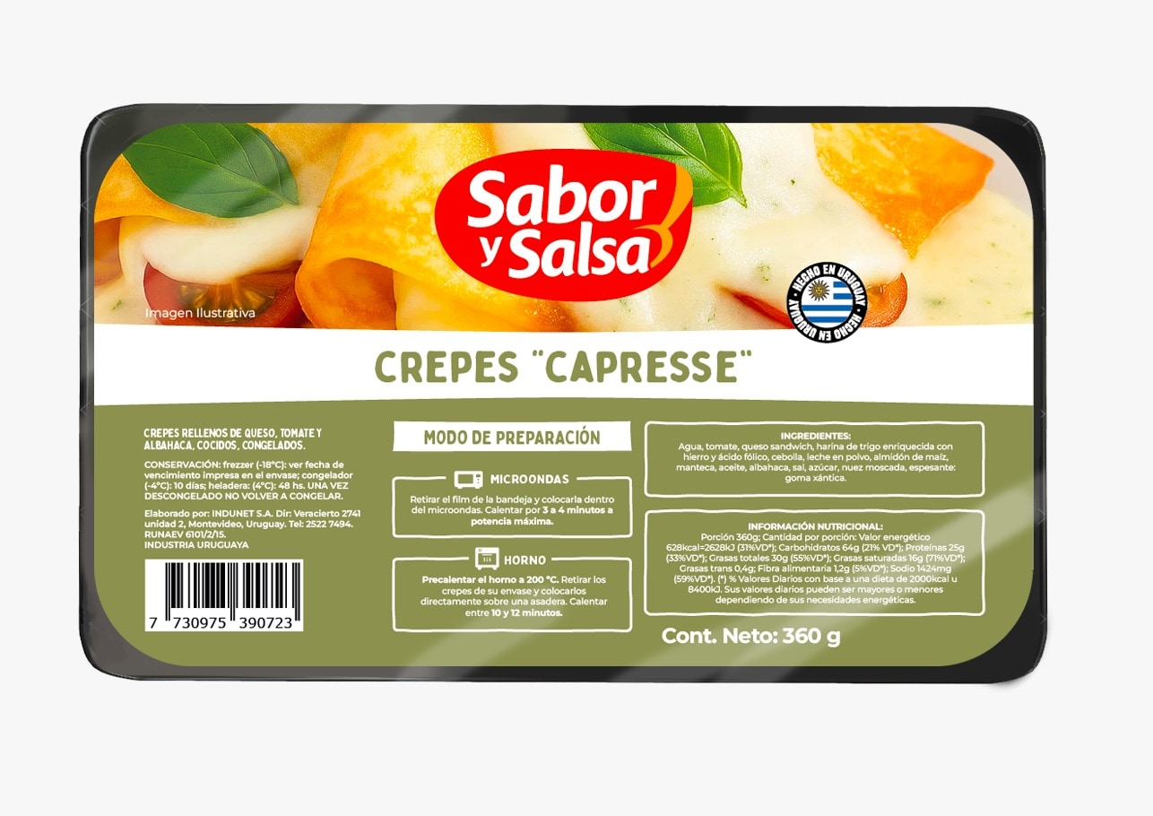 CREPES CAPRESSE CON SALSA 360GR SABOR Y SALSA