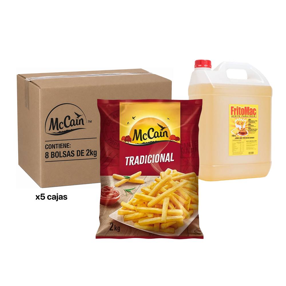 COMBO 5 CAJAS TRADICIONAL MCCAIN 2KG + ACEITE FRITOMAC