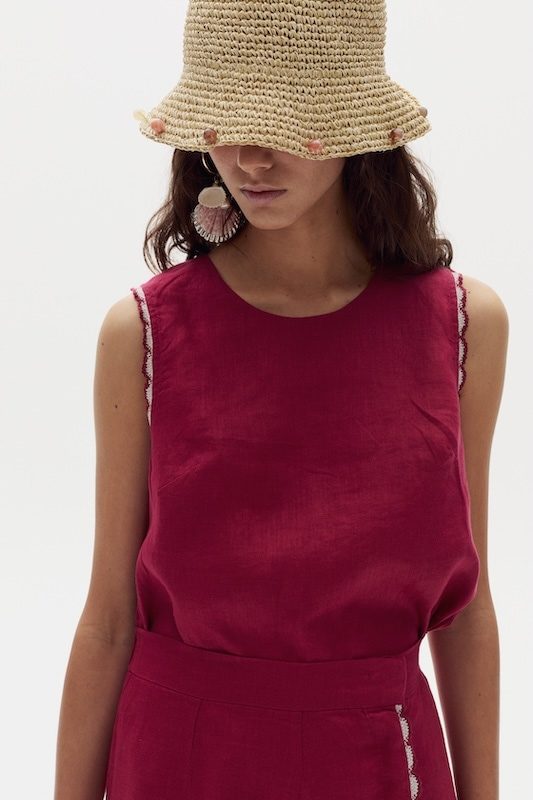 Top Juliette en Lino -Cherry